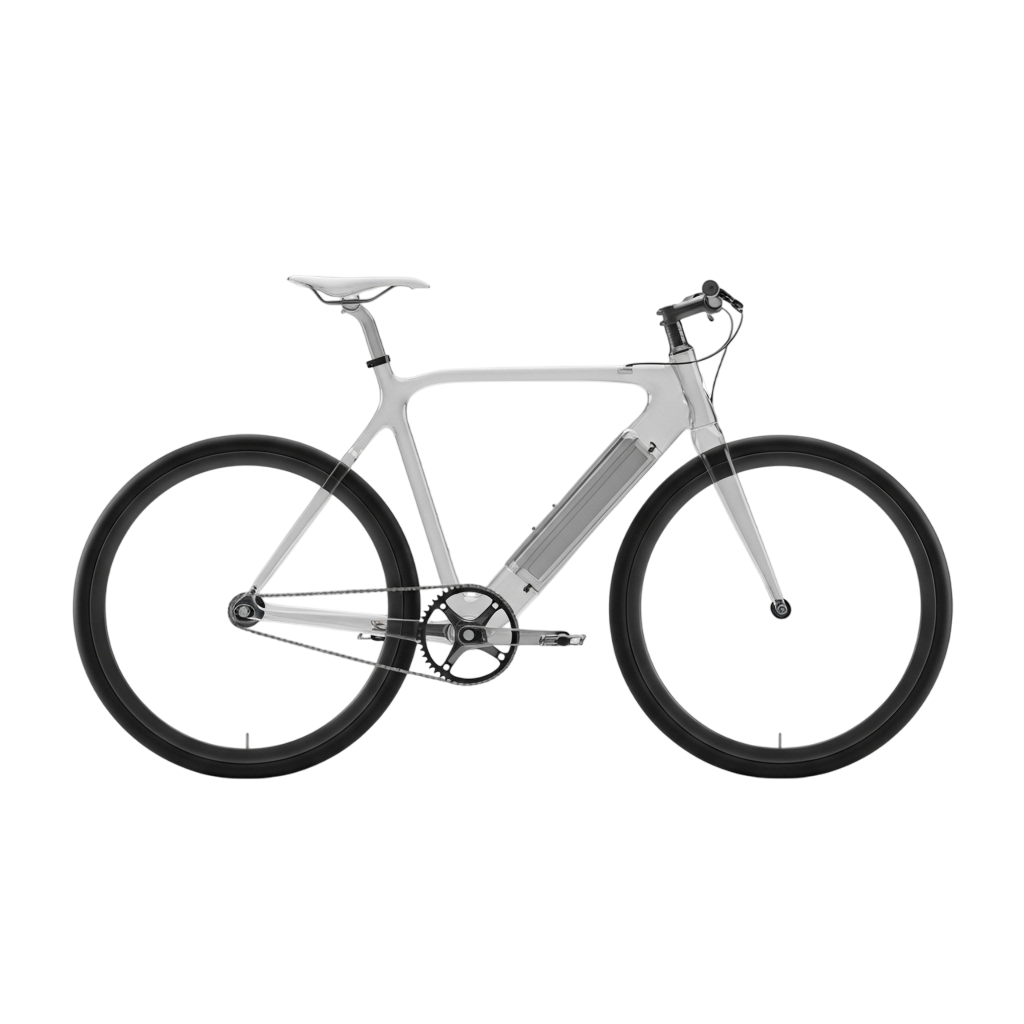 E-bike frame showing location of PowerPedal components